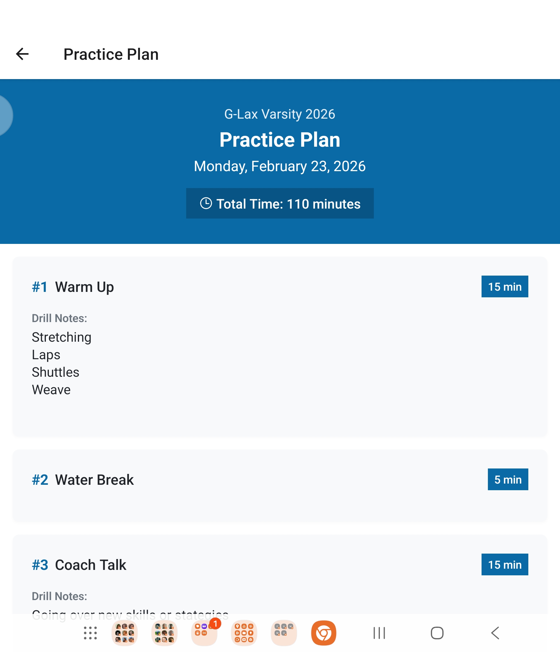 Practice Plan View